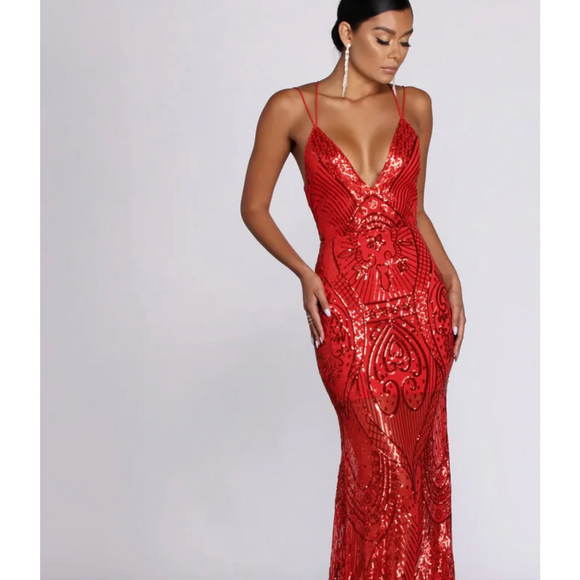 Windsor Dresses & Skirts - Windsor Red Sequin Maxi Dress size Small, NWT